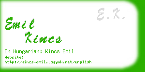 emil kincs business card